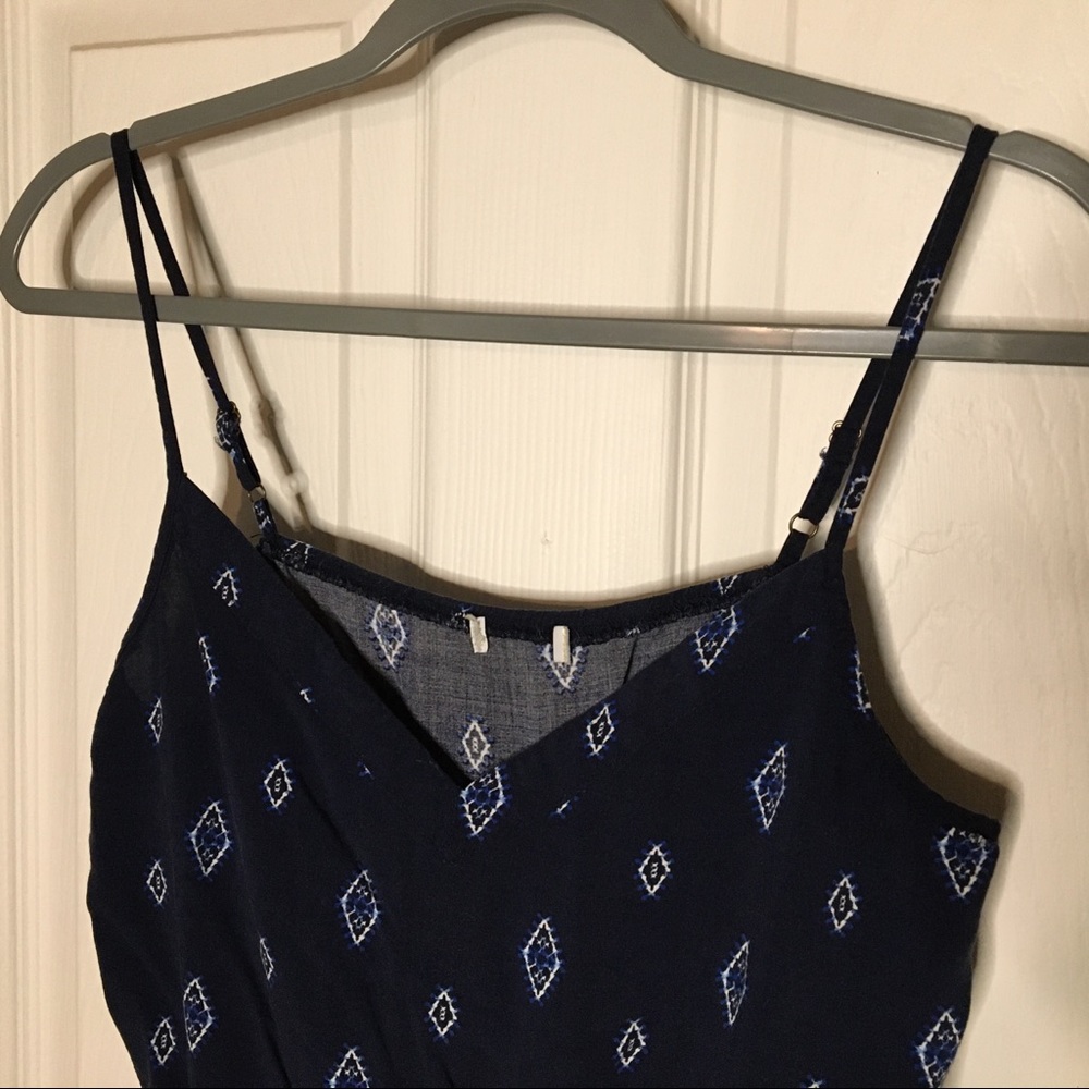 CHARMING CHARLIE Blue Black Boho Geometiric Pattern Summer Romper - Picture 3 of 4